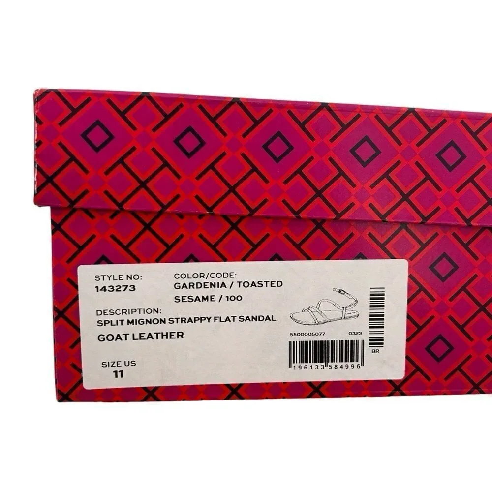 NIB Tory Burch Split Mignon Multi-strap Sandal In Gardenia Toasted size 11